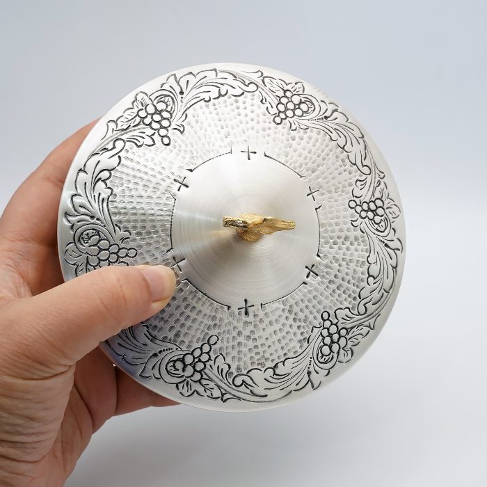 【现货】葡萄图案-手工雕刻-银色-圣爵杯圣体盒圣体碗带盖套装23+20+11cm Catholic religious art