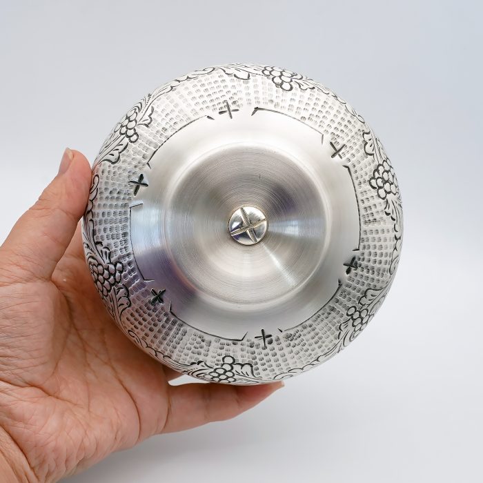 【现货】葡萄图案-手工雕刻-银色-圣爵杯圣体盒圣体碗带盖套装23+20+11cm Catholic religious art