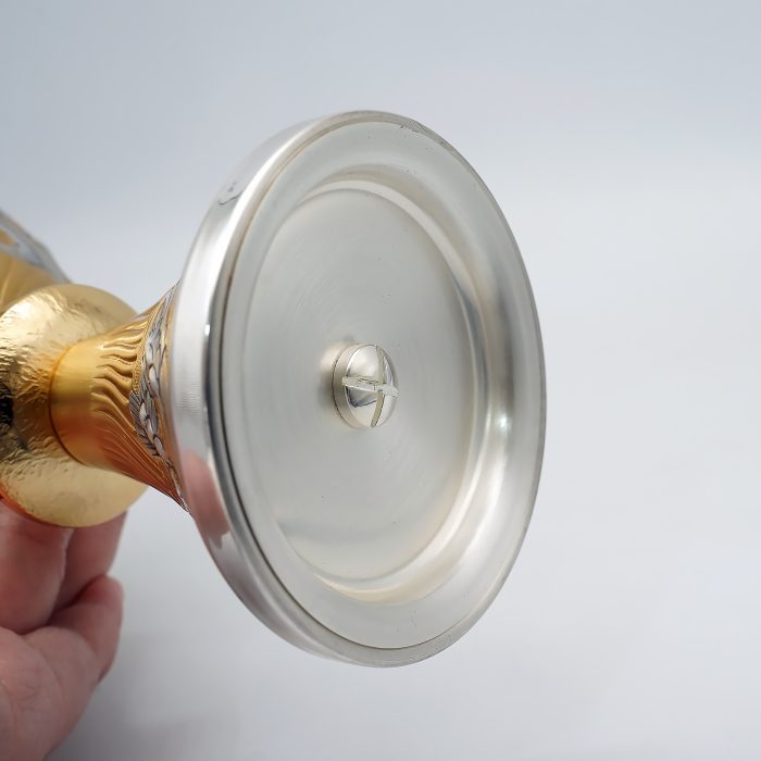 【现货】麦穗图案-手工雕刻-双色-圣爵杯圣体盒圣体碗带盖套装23+20+11cm Catholic religious art