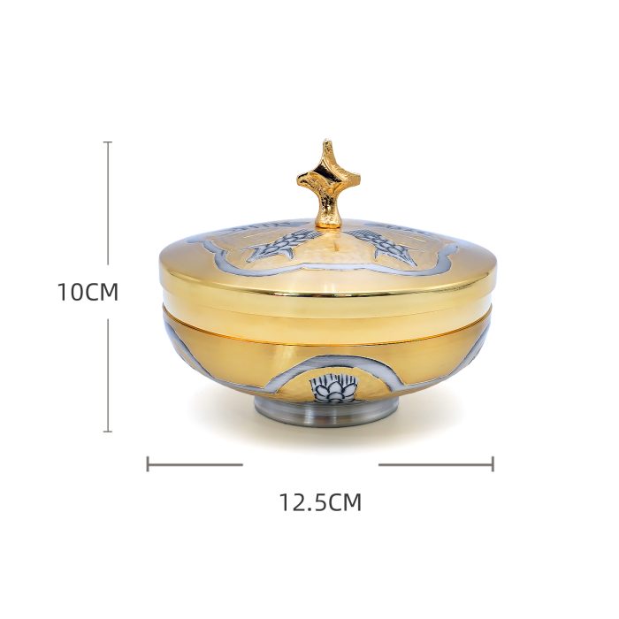 【现货】麦穗图案-圣爵杯圣体碗带盖手工雕刻套装18+10cm Catholic religious art