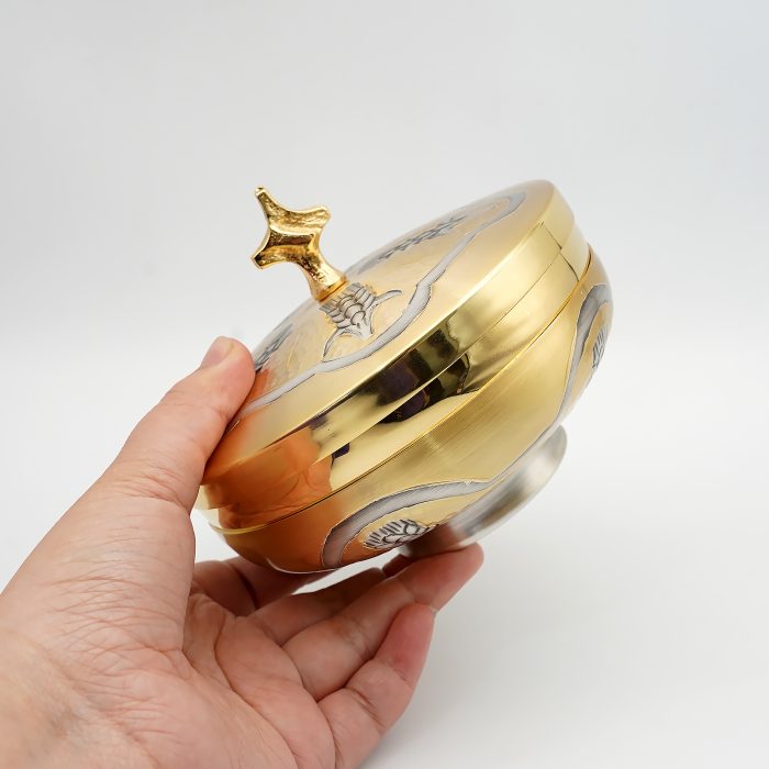 【现货】麦穗图案-圣爵杯圣体碗带盖手工雕刻套装18+10cm Catholic religious art