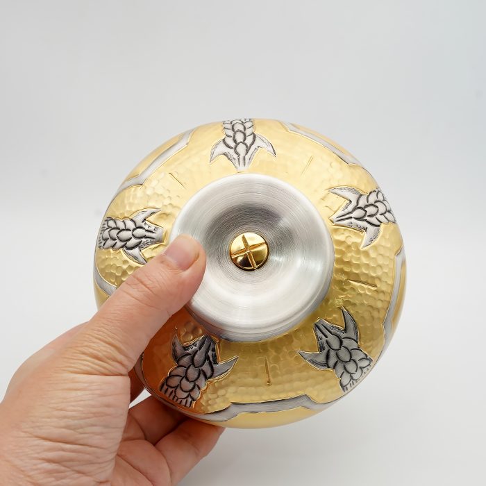 【现货】麦穗图案-圣爵杯圣体碗带盖手工雕刻套装18+10cm Catholic religious art