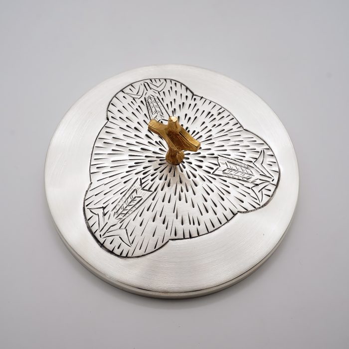 【现货】鱼与麦穗图案-手工雕刻-银色-圣爵杯圣体盒圣体碗带盖套装24+18+10.5cm Catholic religious art