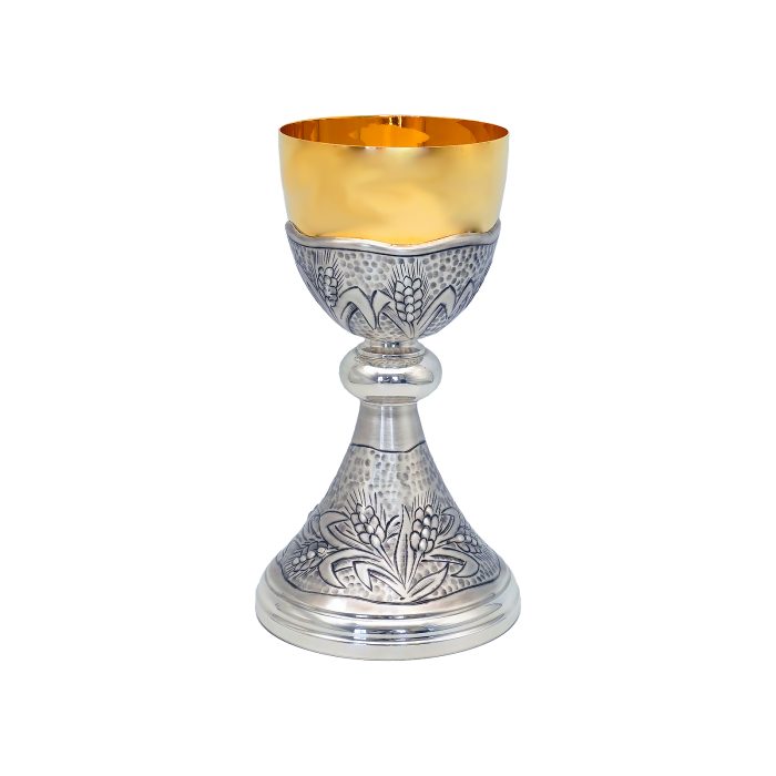 【现货】麦穗图案-手工雕刻-银色-金圣爵杯圣体盒套装27+21cm Catholic religious art