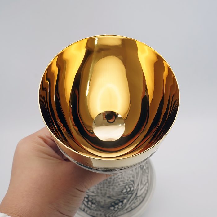 【现货】麦穗图案-手工雕刻-银色-金圣爵杯圣体盒套装27+21cm Catholic religious art