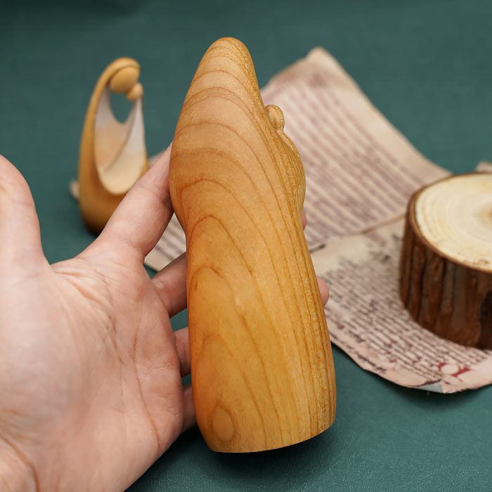 【现货】木雕 抽象圣母抱耶稣16厘米 樱桃木 Catholic religious art