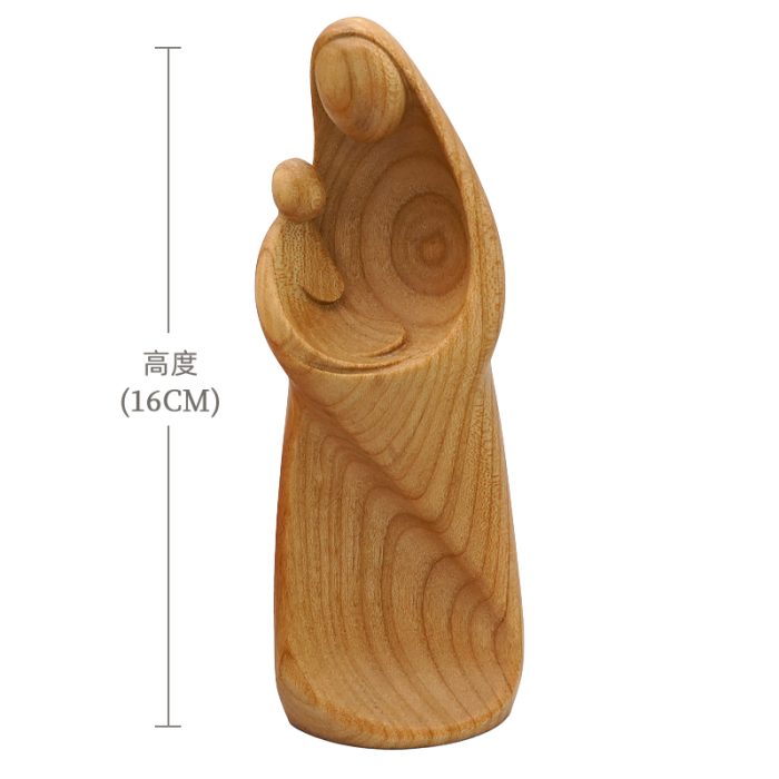 【现货】木雕 抽象圣母抱耶稣16厘米 樱桃木 Catholic religious art