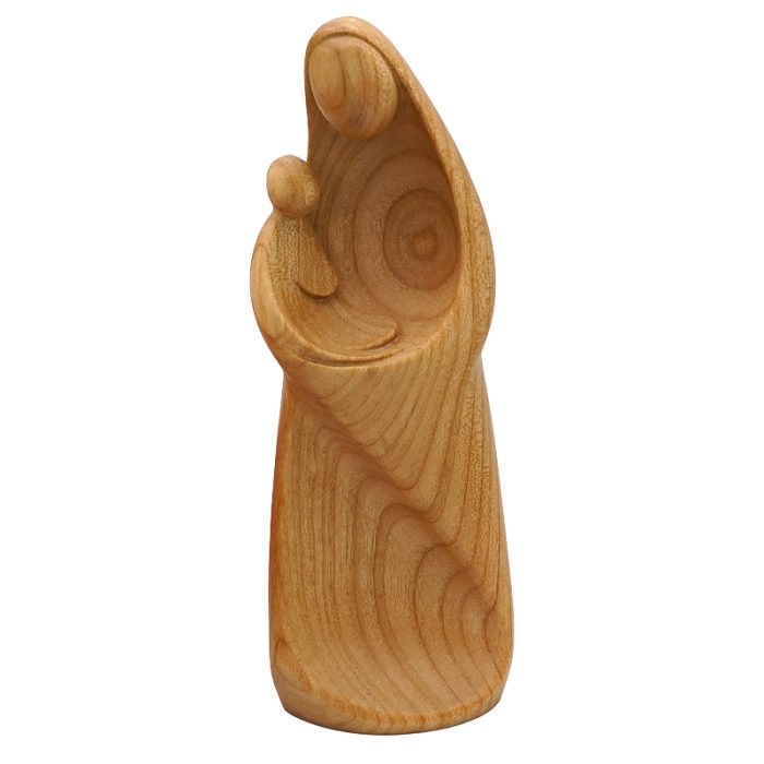 【现货】木雕 抽象圣母抱耶稣16厘米 樱桃木 Catholic religious art