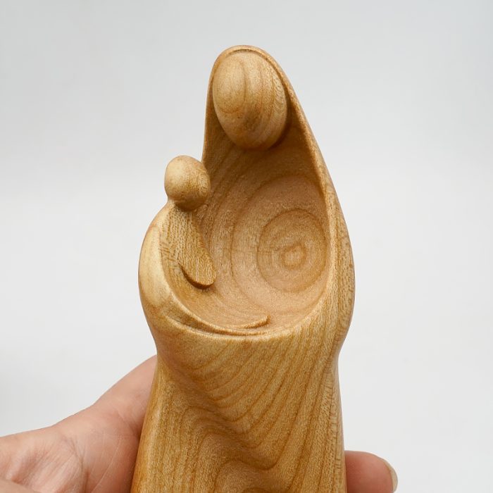 【现货】木雕 抽象圣母抱耶稣16厘米 樱桃木 Catholic religious art