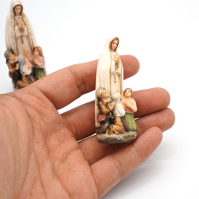 【现货】木雕_法蒂玛和三个小牧童7厘米彩色 Catholic religious art