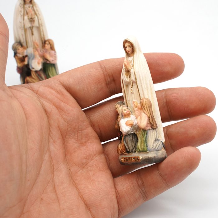 【现货】木雕_法蒂玛和三个小牧童7厘米彩色 Catholic religious art