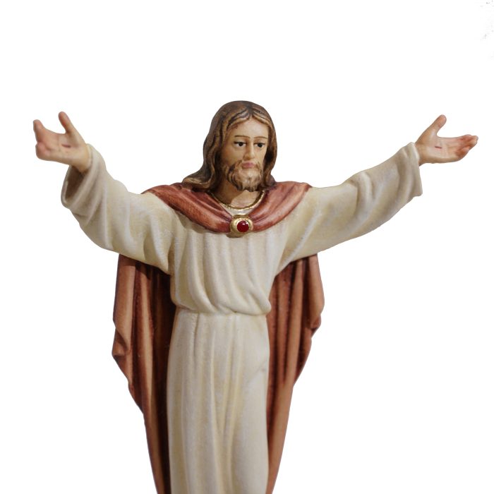 【现货】基督复活带底座木雕 _14cm 彩色 Catholic religious art