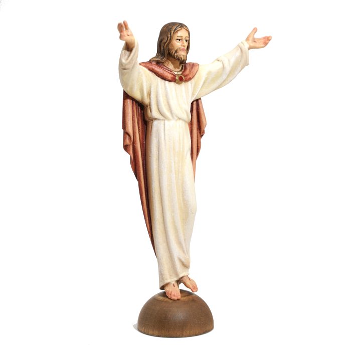 【现货】基督复活带底座木雕 _14cm 彩色 Catholic religious art