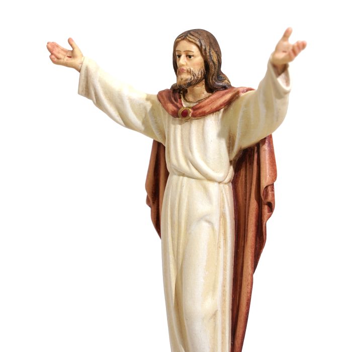 【现货】基督复活带底座木雕 _14cm 彩色 Catholic religious art