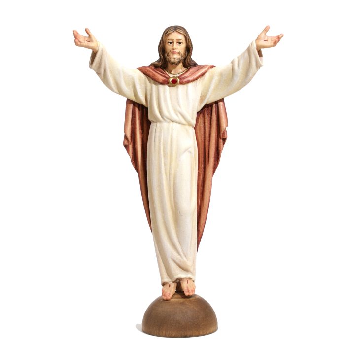 【现货】基督复活带底座木雕 _14cm 彩色 Catholic religious art
