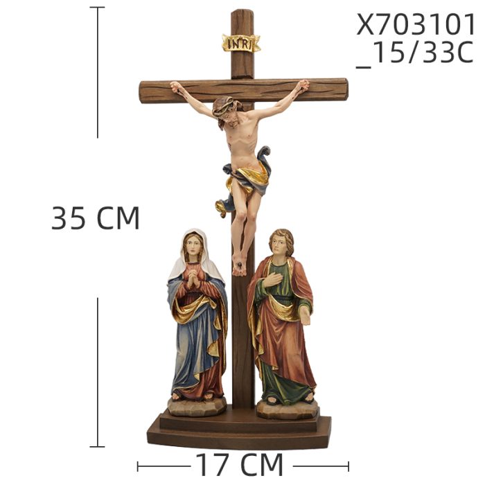 【现货】木雕 十字架与两位爱徒15/33cm Catholic religious art