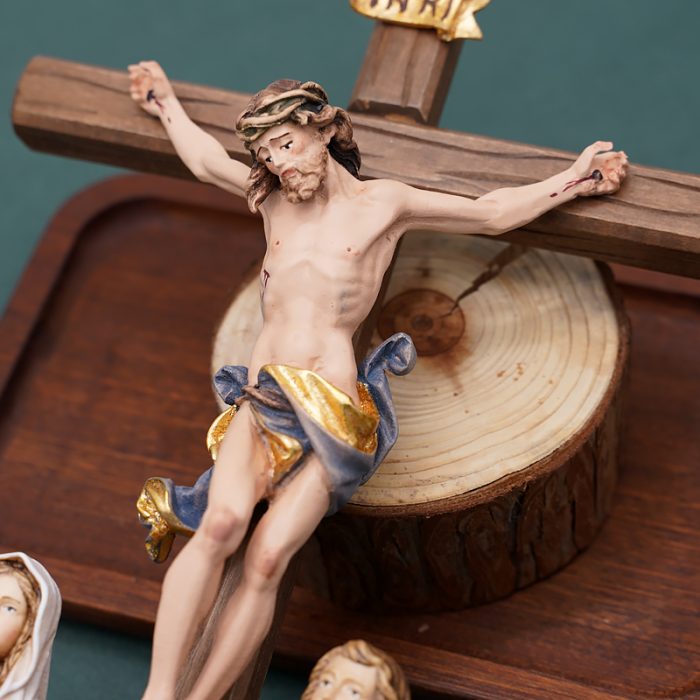 【现货】木雕 十字架与两位爱徒15/33cm Catholic religious art