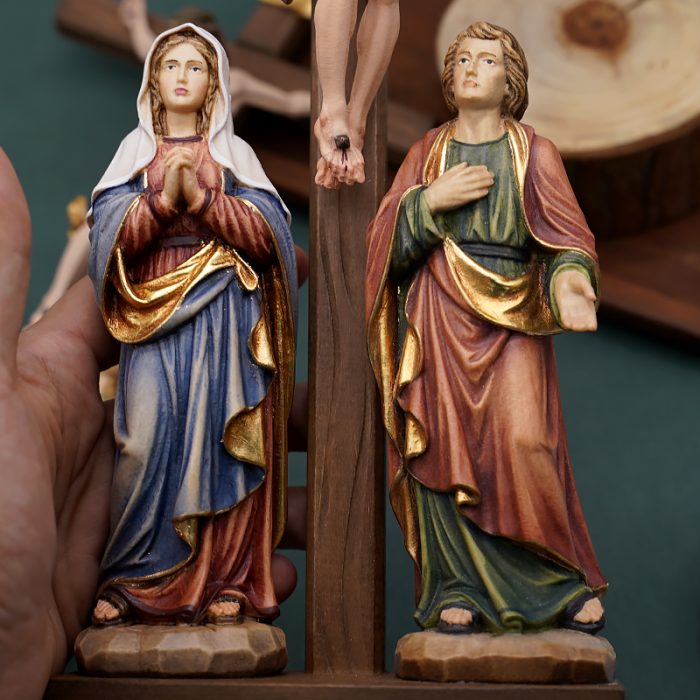 【现货】木雕 十字架与两位爱徒15/33cm Catholic religious art