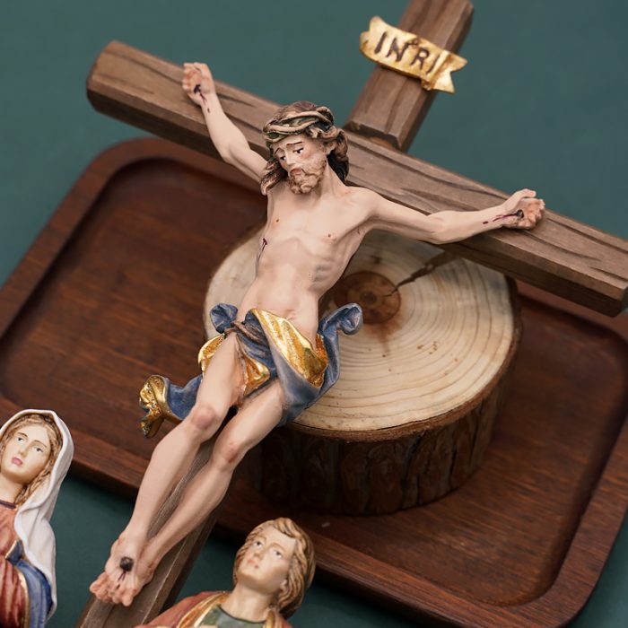【现货】木雕 十字架与两位爱徒15/33cm Catholic religious art