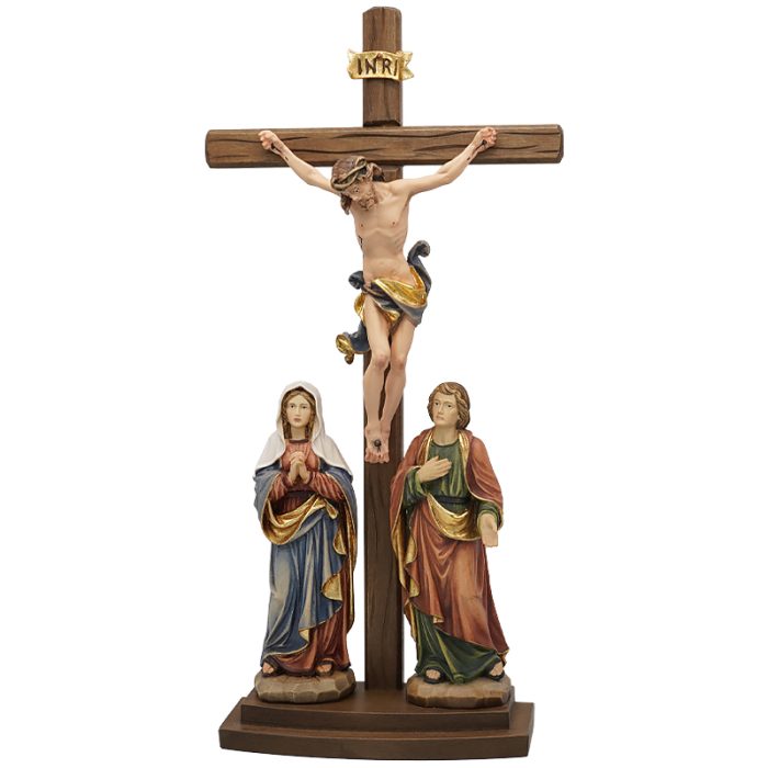 【现货】木雕 十字架与两位爱徒15/33cm Catholic religious art