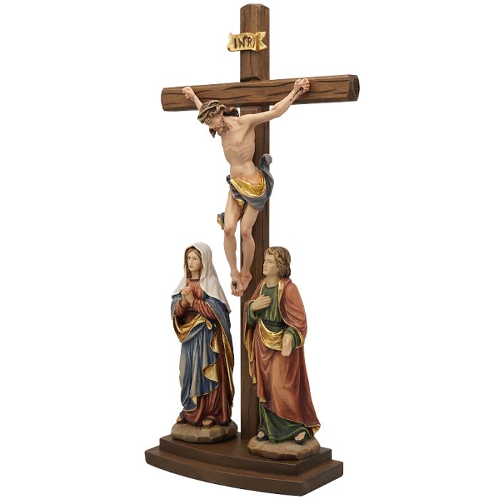 【现货】木雕 十字架与两位爱徒15/33cm Catholic religious art