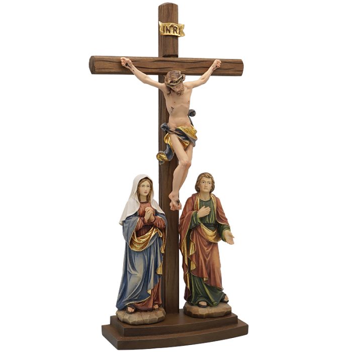 【现货】木雕 十字架与两位爱徒15/33cm Catholic religious art