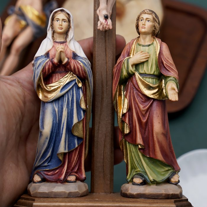 【现货】木雕 十字架与两位爱徒12/28cm Catholic religious art