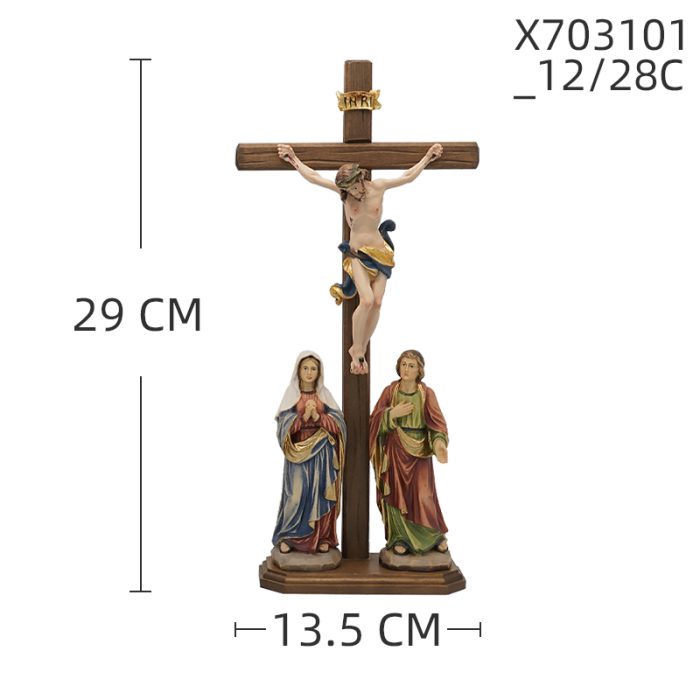 【现货】木雕 十字架与两位爱徒12/28cm Catholic religious art