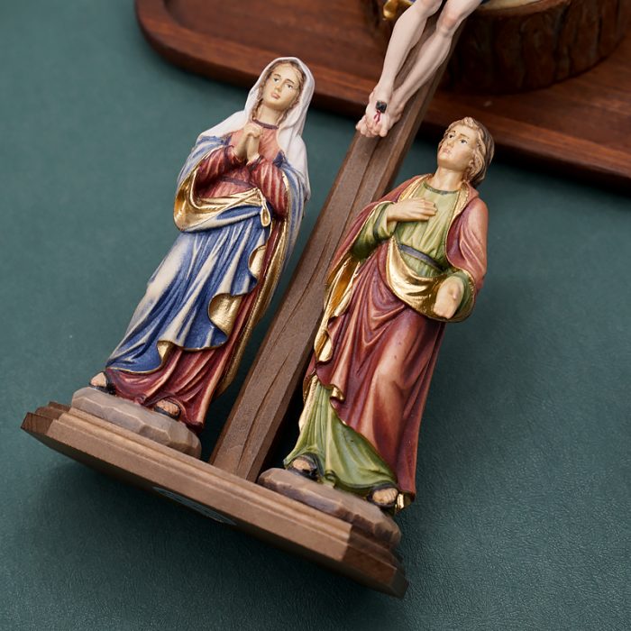 【现货】木雕 十字架与两位爱徒12/28cm Catholic religious art