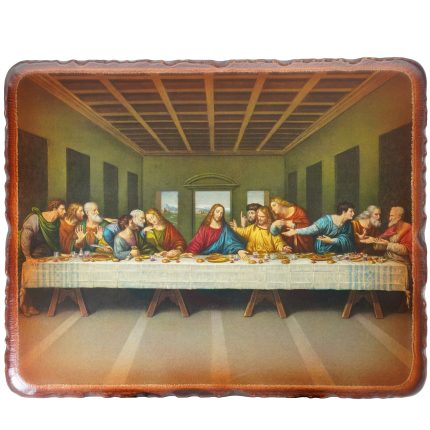 方形木版画-粗糙木版-最后的晚餐-莱奥纳多-带印刷图案-20x25cm