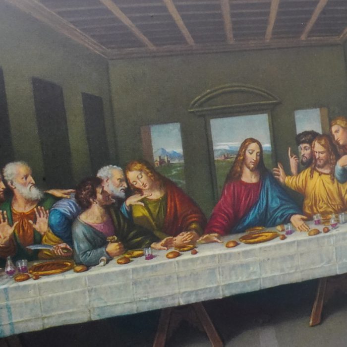 方形木版画-粗糙木版-最后的晚餐-莱奥纳多-带印刷图案-20x25cm Catholic religious art