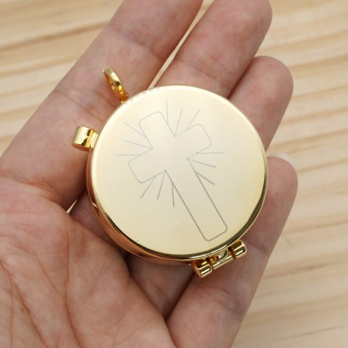 【现货】便携圣体盒-十字架图案-4.2x5.5cm Catholic religious art