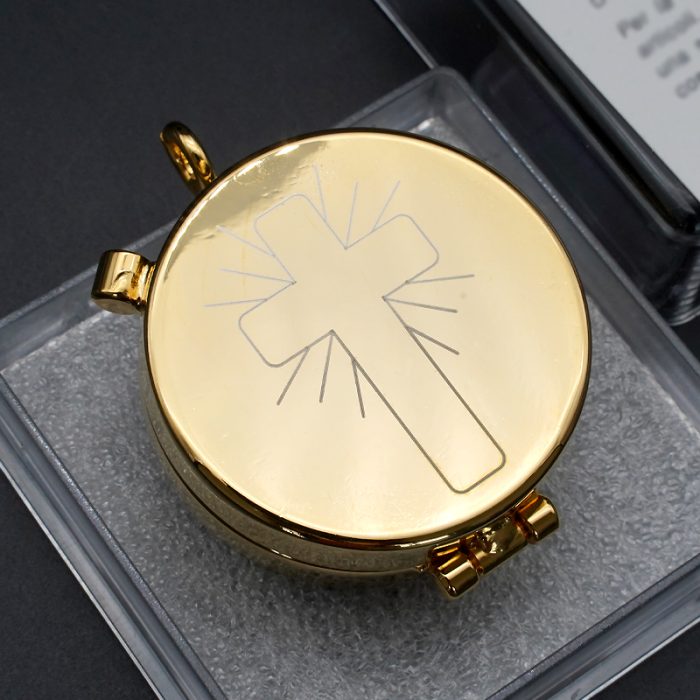 【现货】便携圣体盒-十字架图案-4.2x5.5cm Catholic religious art