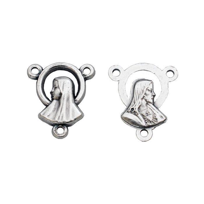 DIY三通-耶稣圣心+圣母-锌合金-1.3x1cm Catholic religious art