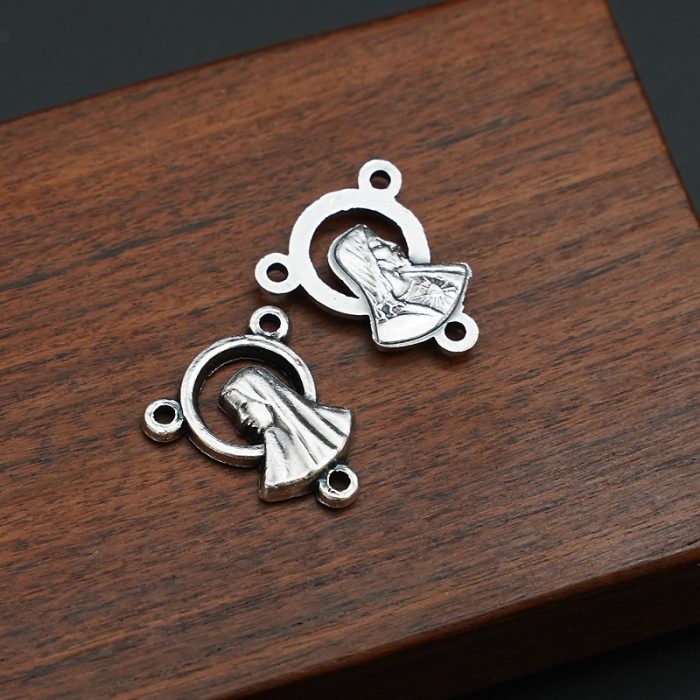 DIY三通-耶稣圣心+圣母-锌合金-1.3x1cm Catholic religious art