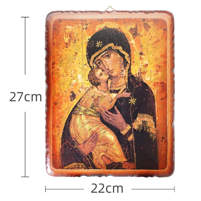 方形木版画-粗糙木版-带印刷图案-9种-27x22cm Catholic religious art