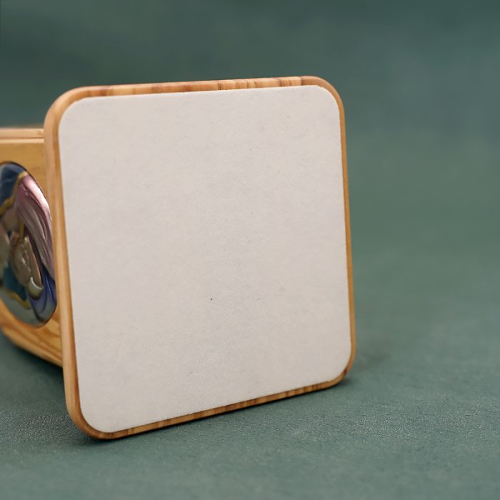 银浮雕橄榄木摆件笔筒-圣母抱耶稣-8.8x8.8x11cm Catholic religious art