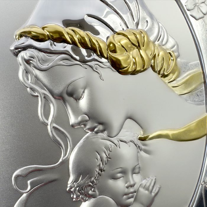 银浮雕摆台-圣母抱耶稣款一-25X33CM Catholic religious art