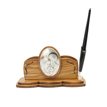 信封托带笔  橄榄木制 银制  11x18cm 笔17cm