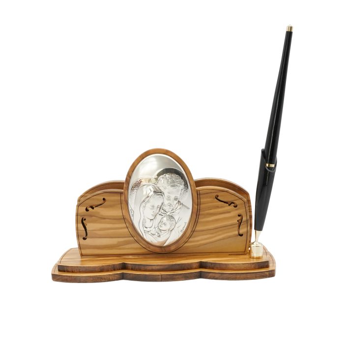 信封托带笔 橄榄木制 银制 11x18cm 笔17cm Catholic religious art