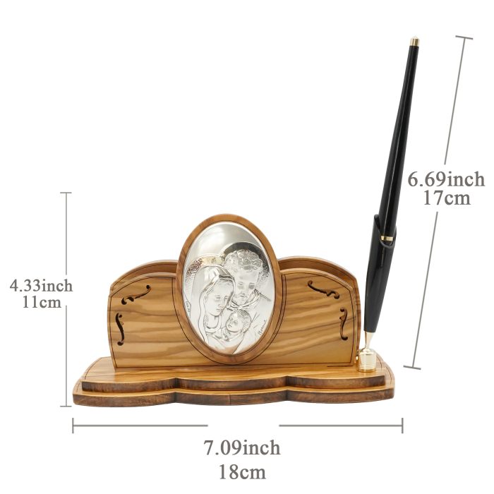 信封托带笔 橄榄木制 银制 11x18cm 笔17cm Catholic religious art