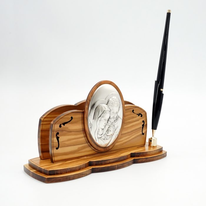 信封托带笔 橄榄木制 银制 11x18cm 笔17cm Catholic religious art