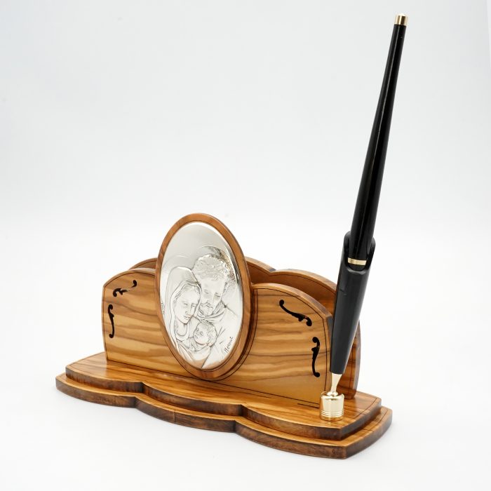 信封托带笔 橄榄木制 银制 11x18cm 笔17cm Catholic religious art