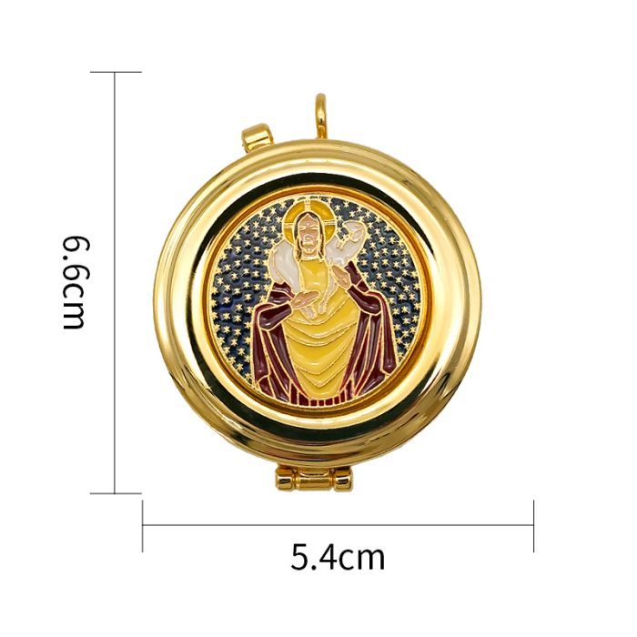 【现货】便携圣体盒-珐琅善牧图案-直径5cm Catholic religious art