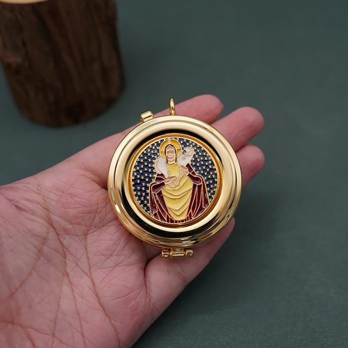【现货】便携圣体盒-珐琅善牧图案-直径5cm Catholic religious art