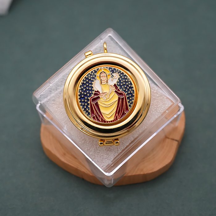 【现货】便携圣体盒-珐琅善牧图案-直径5cm Catholic religious art