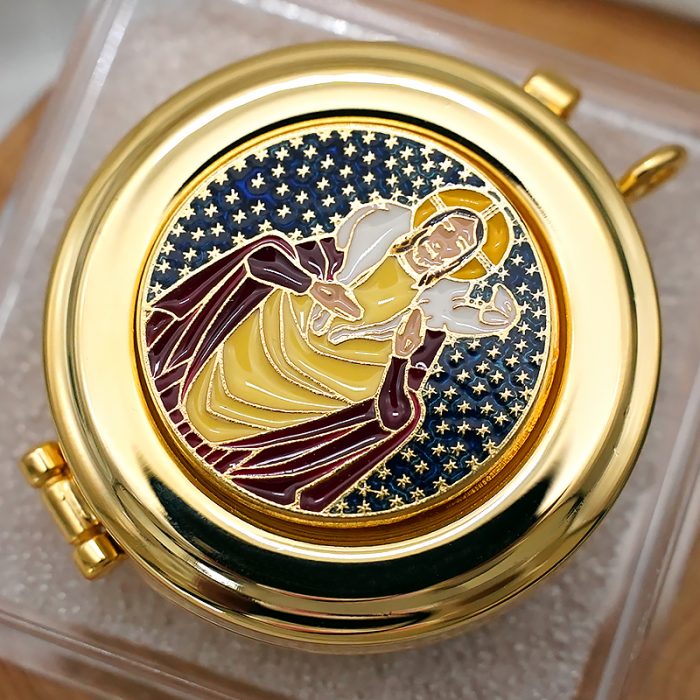 【现货】便携圣体盒-珐琅善牧图案-直径5cm Catholic religious art