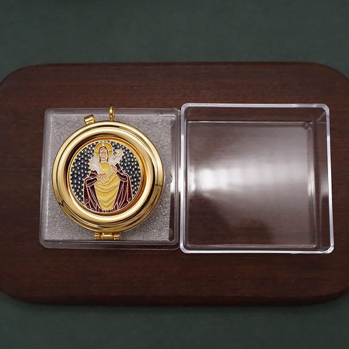 【现货】便携圣体盒-珐琅善牧图案-直径5cm Catholic religious art