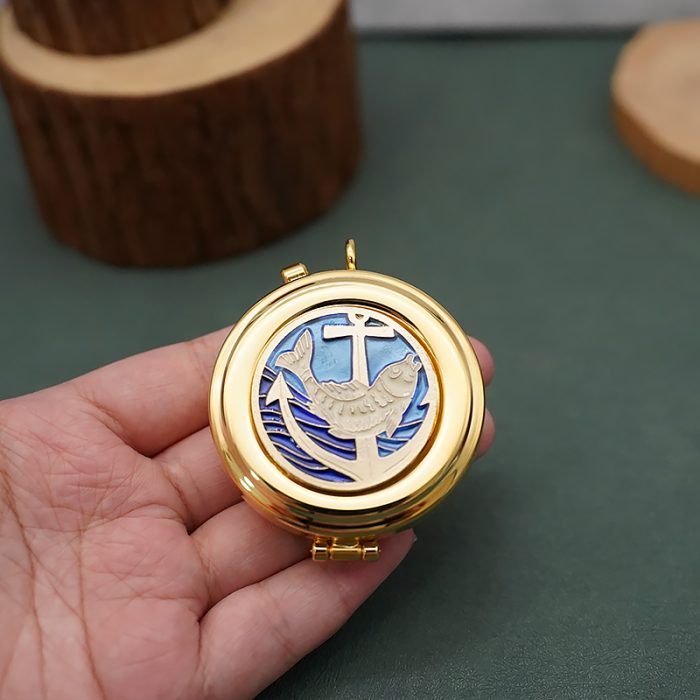【现货】便携圣体盒-珐琅鱼形-直径5cm Catholic religious art