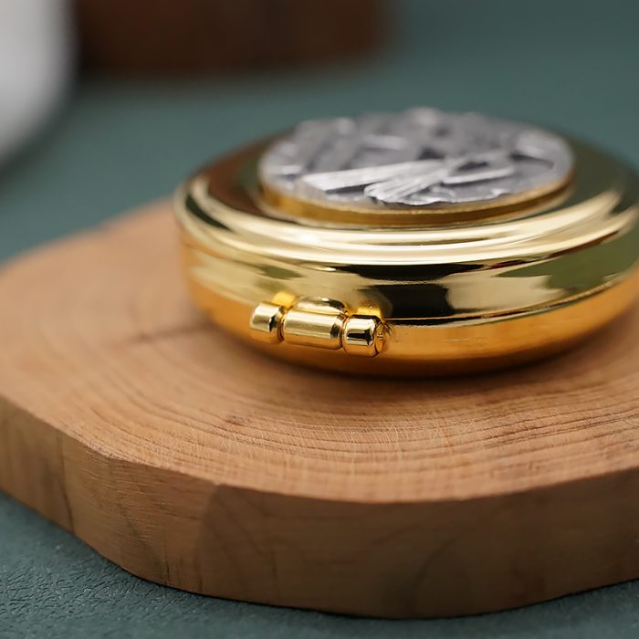 【现货】便携圣体盒- JHS与谷物图案-直径5cm Catholic religious art